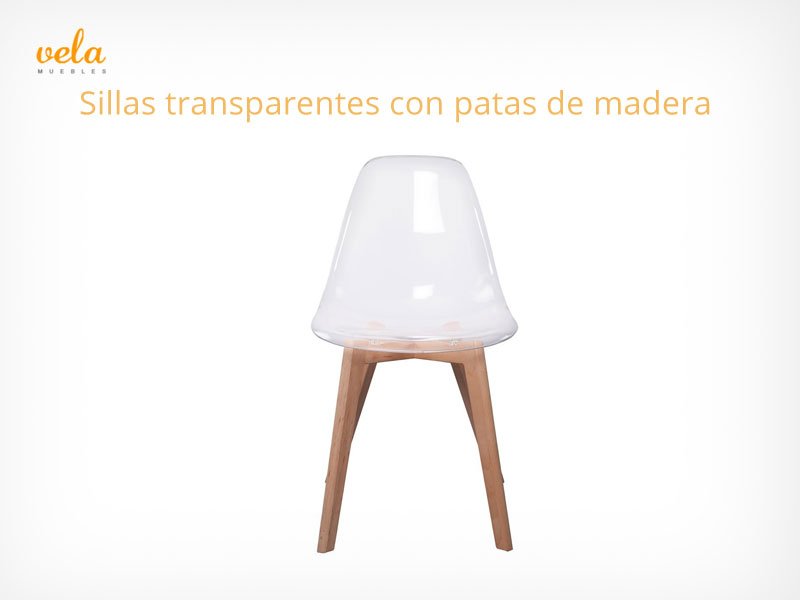 sillas transparentes con patas de madera