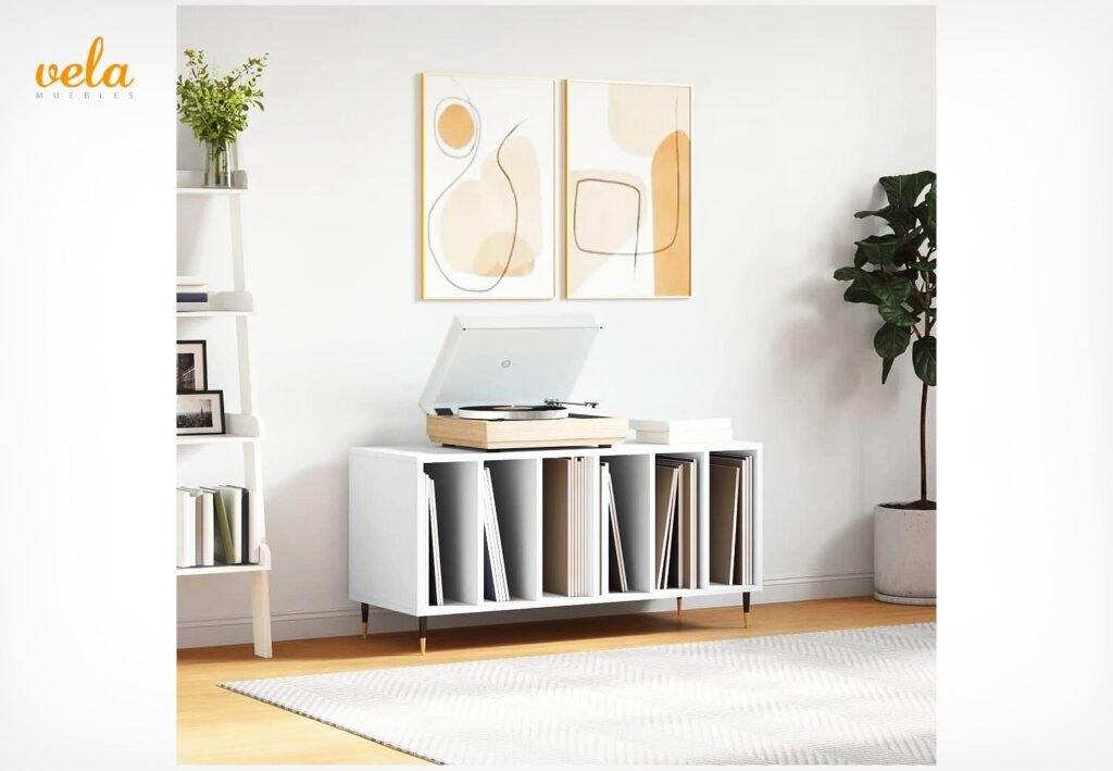 mueble para tocadiscos blanco