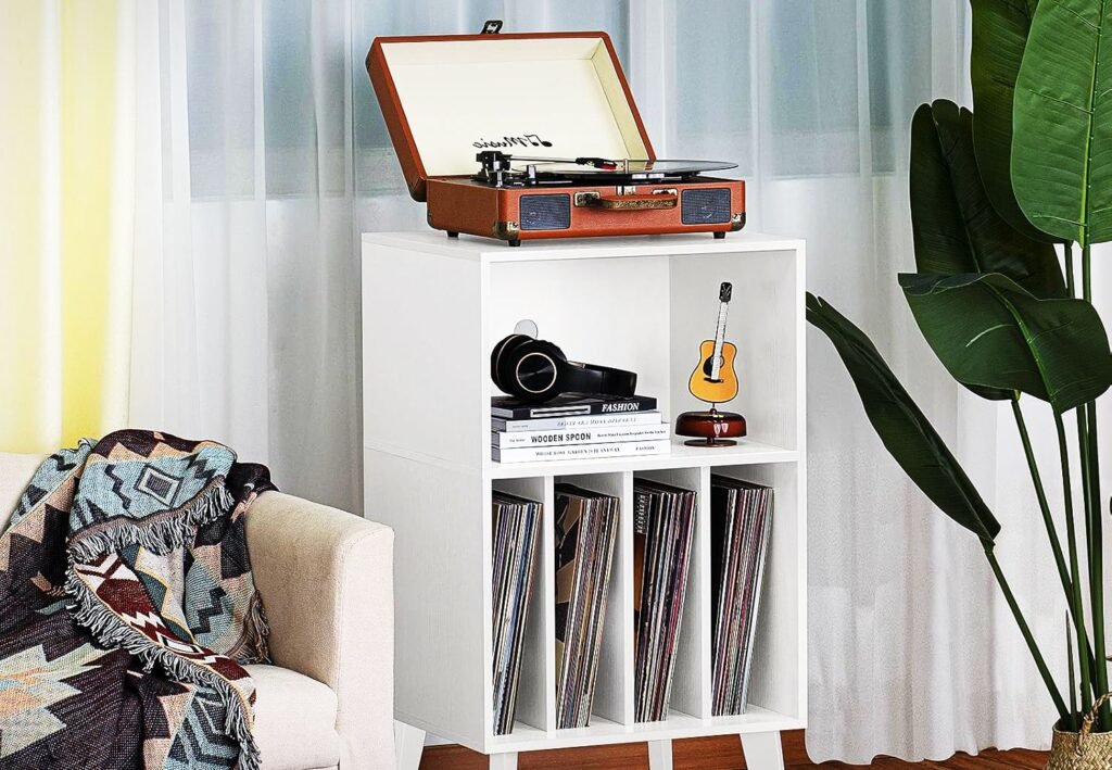 mueble tocadiscos blanco pequeño