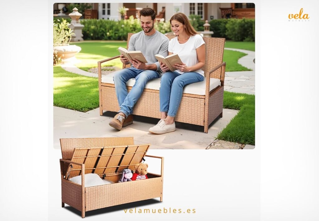 sofa jardin almacenaje