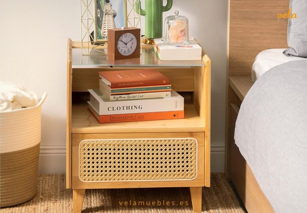 mesita de noche bambu