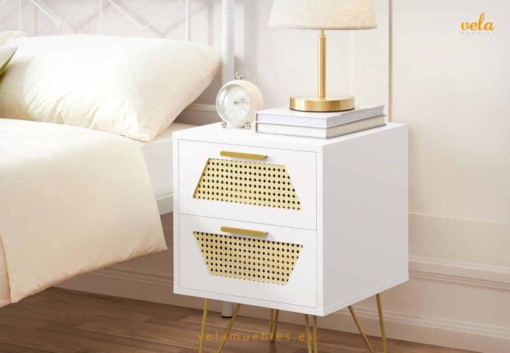 mesita de noche beige