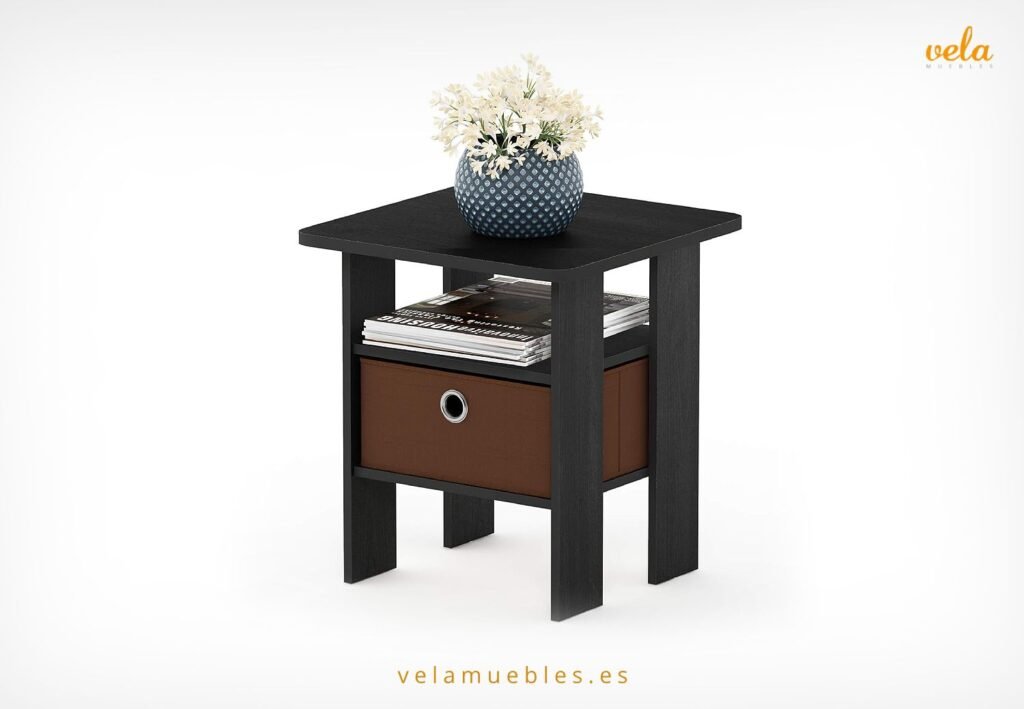 mesita de noche color nogal