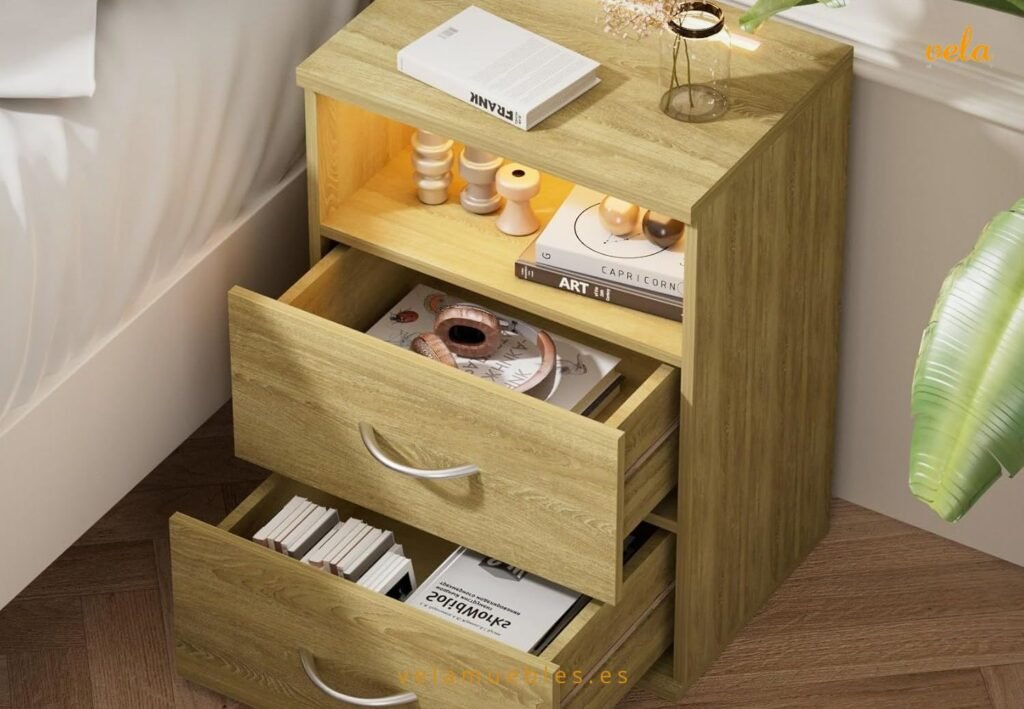 mesitas de noche color roble