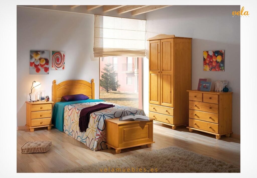 mesita de noche de pino