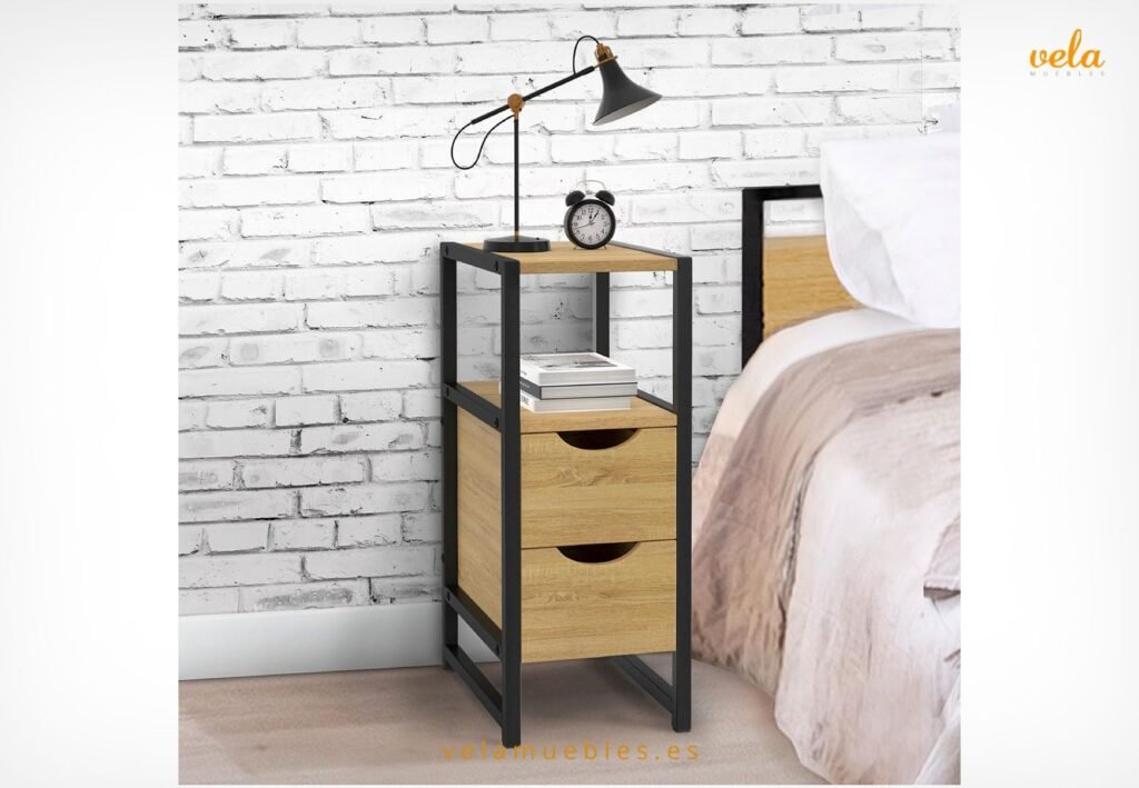 mesita de noche 20 cm ancho estilo industrial