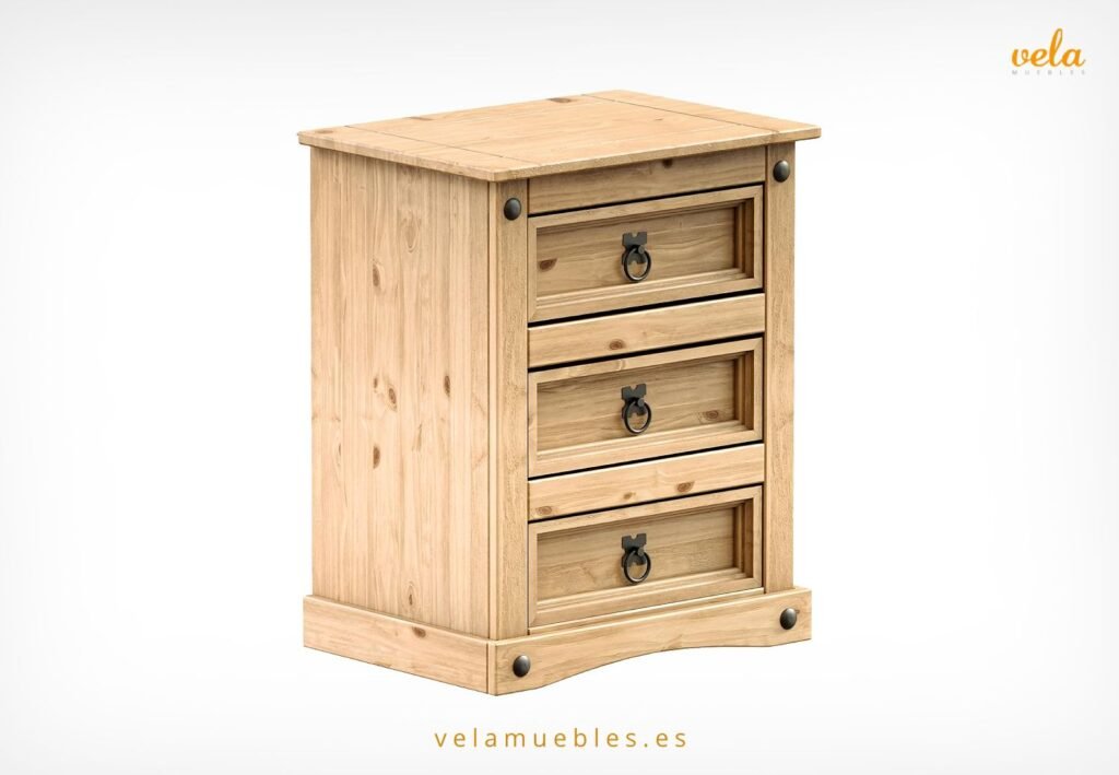 mesita noche madera pino