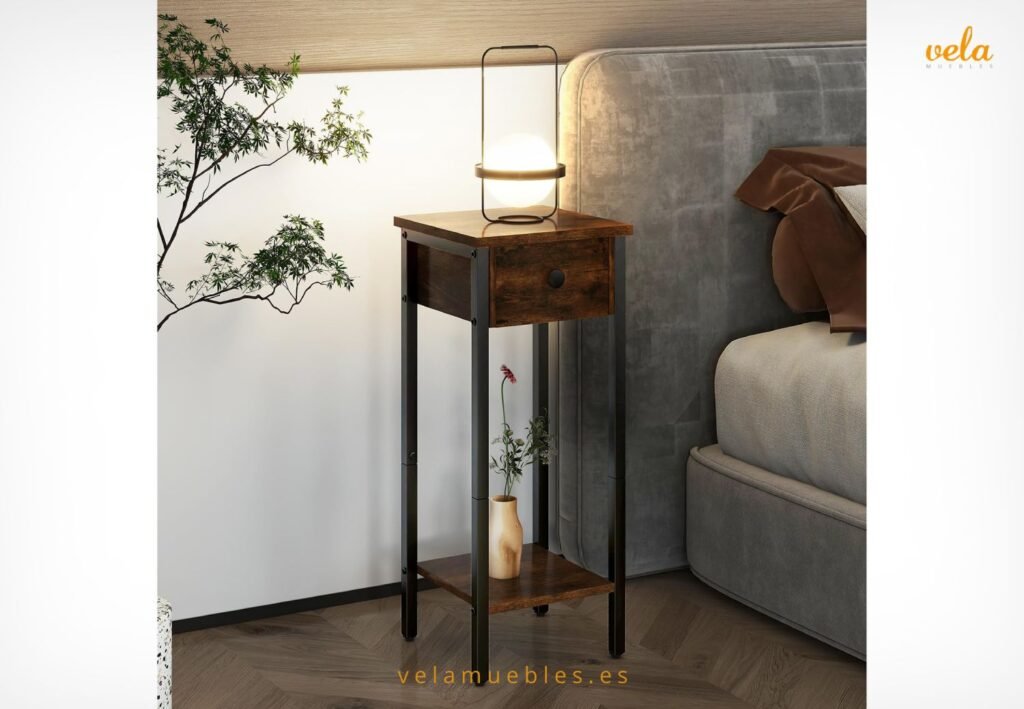 mesita noche marron chocolate