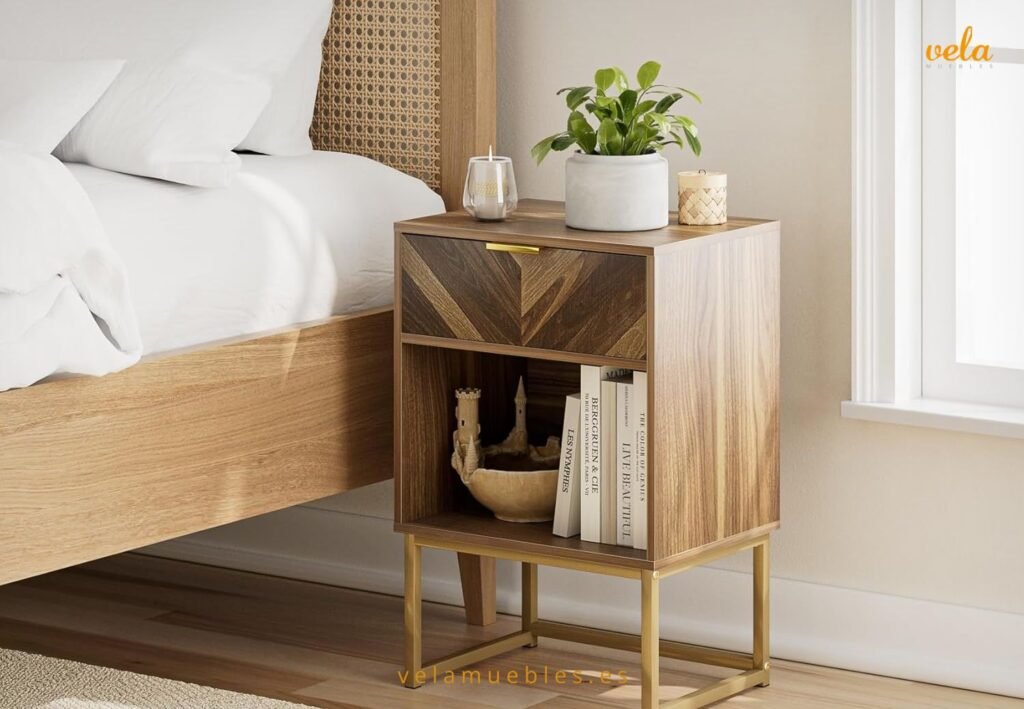 mesita noche mid century retro