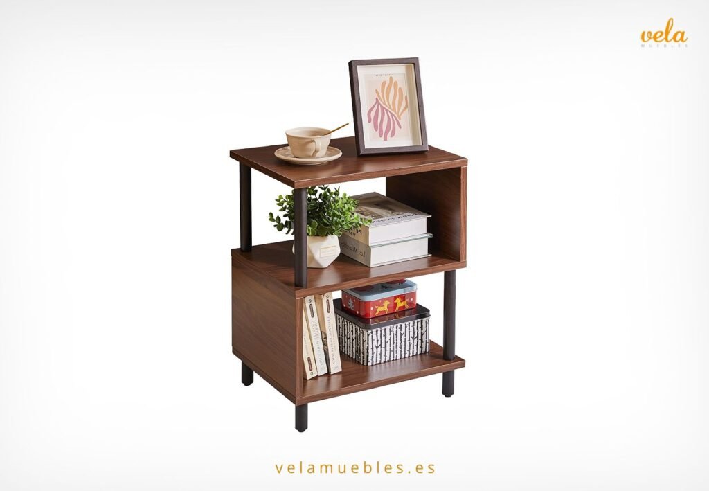 mesita de noche color marrón chocolate