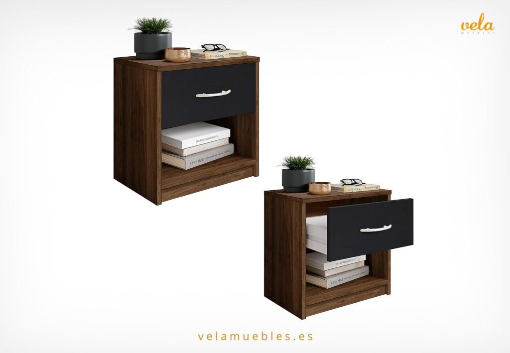 mesitas de noche color nogal