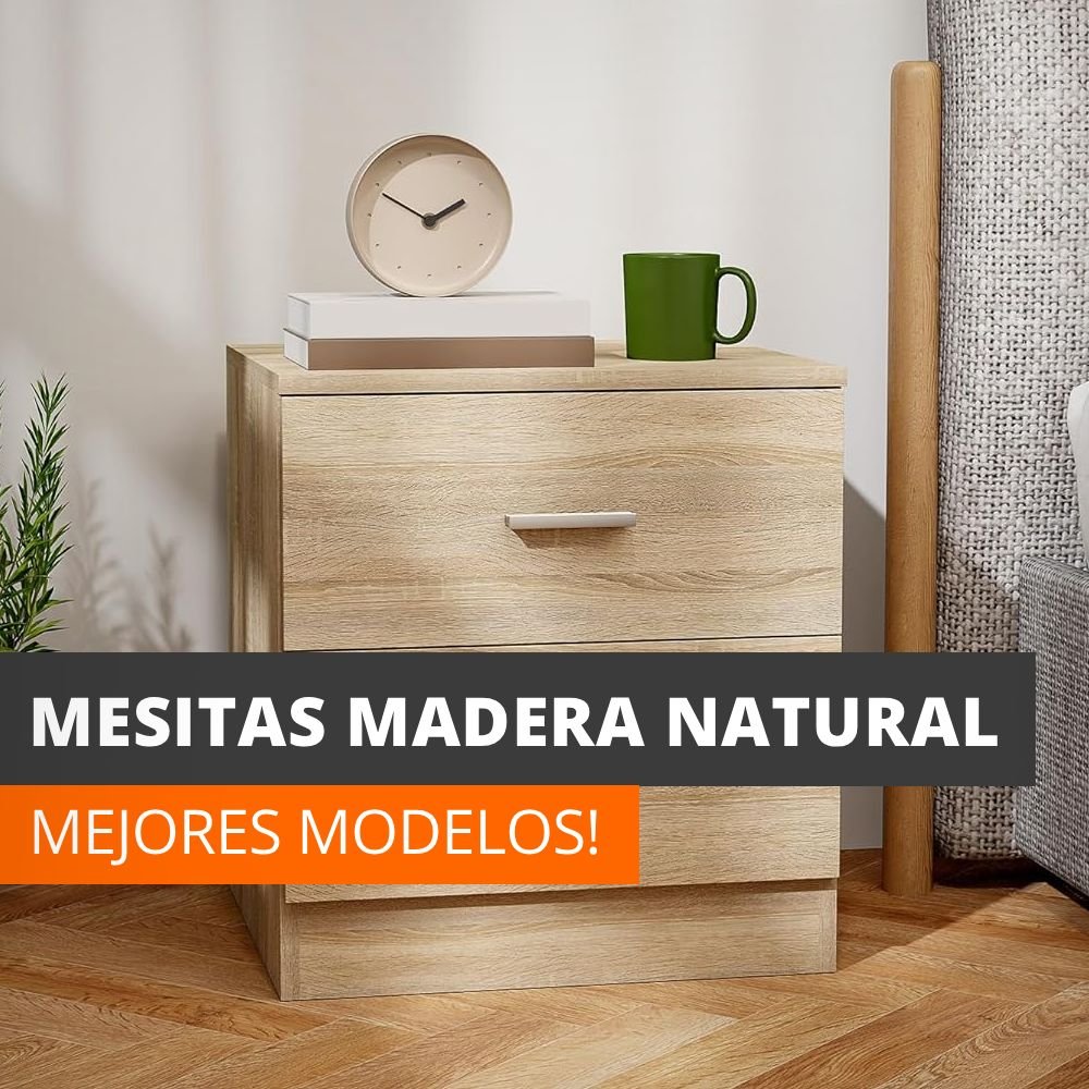 mesita de noche madera natural