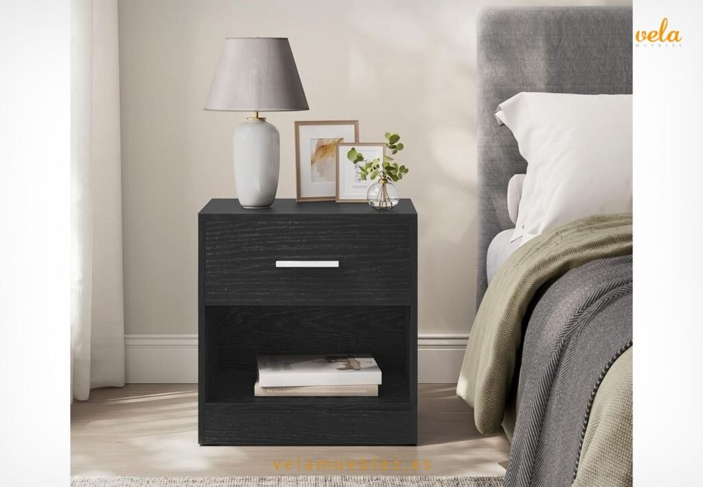 mesita de noche negra más vendida